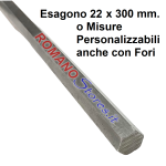 ASSE ESAGONALE PIENO D.22.0 mm. PER COPPIA CONICA MOTOZAPPA "30 Cm." SENZA FORI